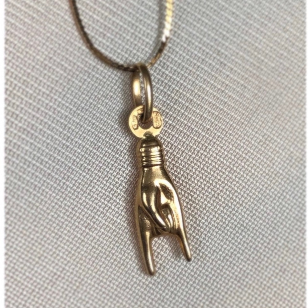 14k Gold Mano Cornuto Figa Italian Charm Pendant Victorian Hand